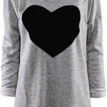 Playeras de invierno manga larga con corazón